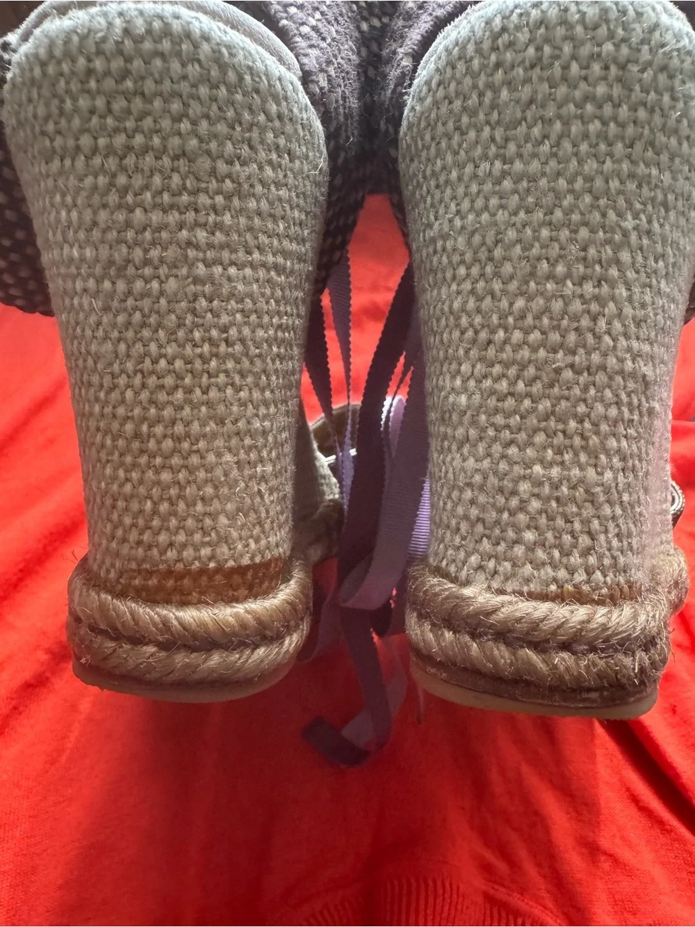 Marc Jacobs Woven Ribbon Espadrille Wedges in Lavender, Orange & Gold